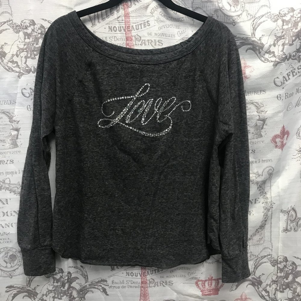 Victoria's Secret LOVE long sleeve shirt Rhinestone